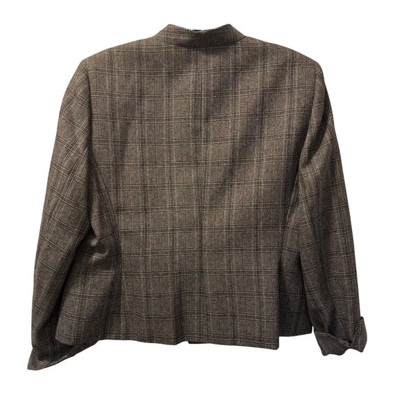 Kasper Womens Plaid Blazer Jacket 14P Polyester Gray Long Sleeve Open Front jack - Picture 7 of 11